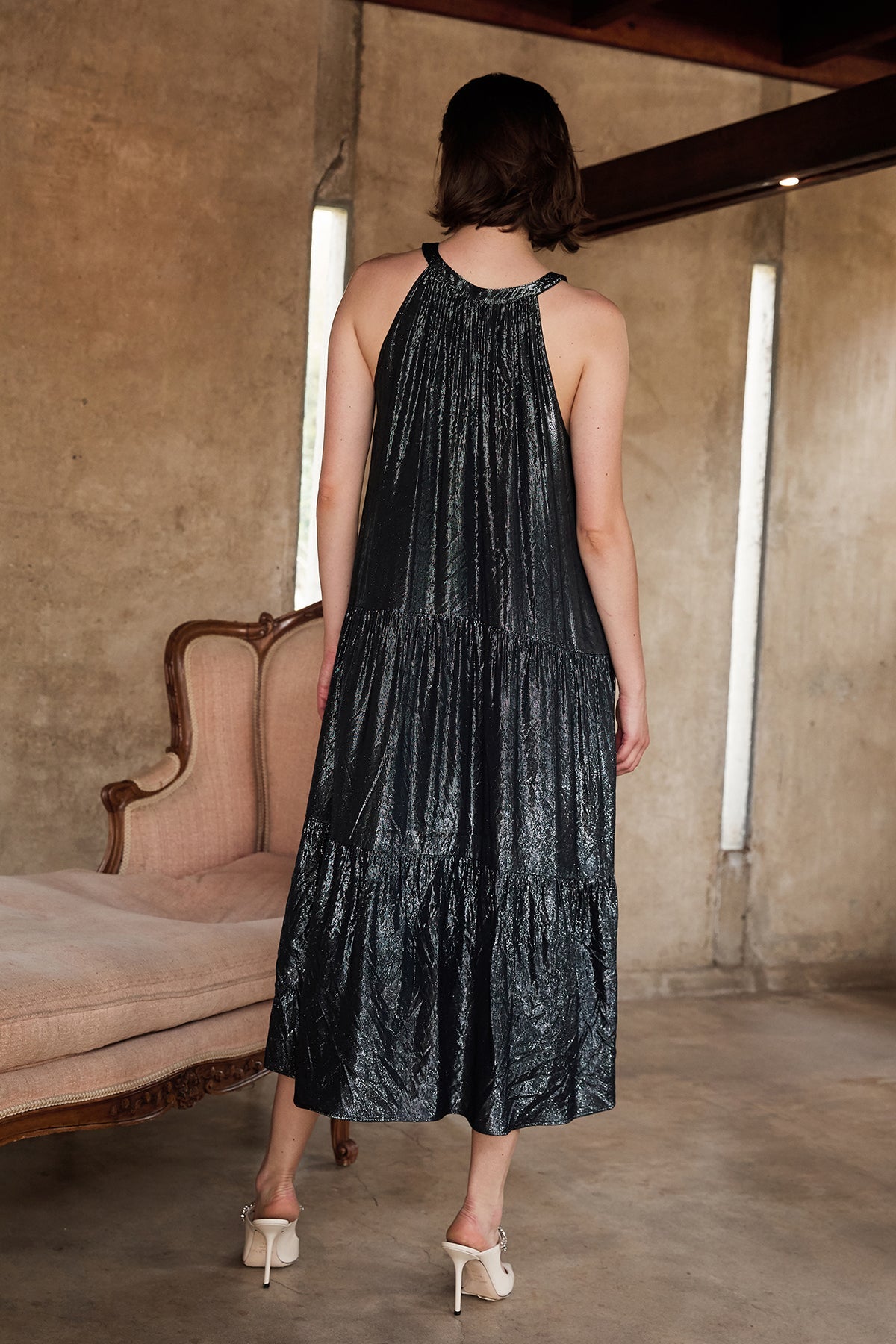 JORJA LAMÉ TIERED HALTER DRESS - Velvet Staging 2.0