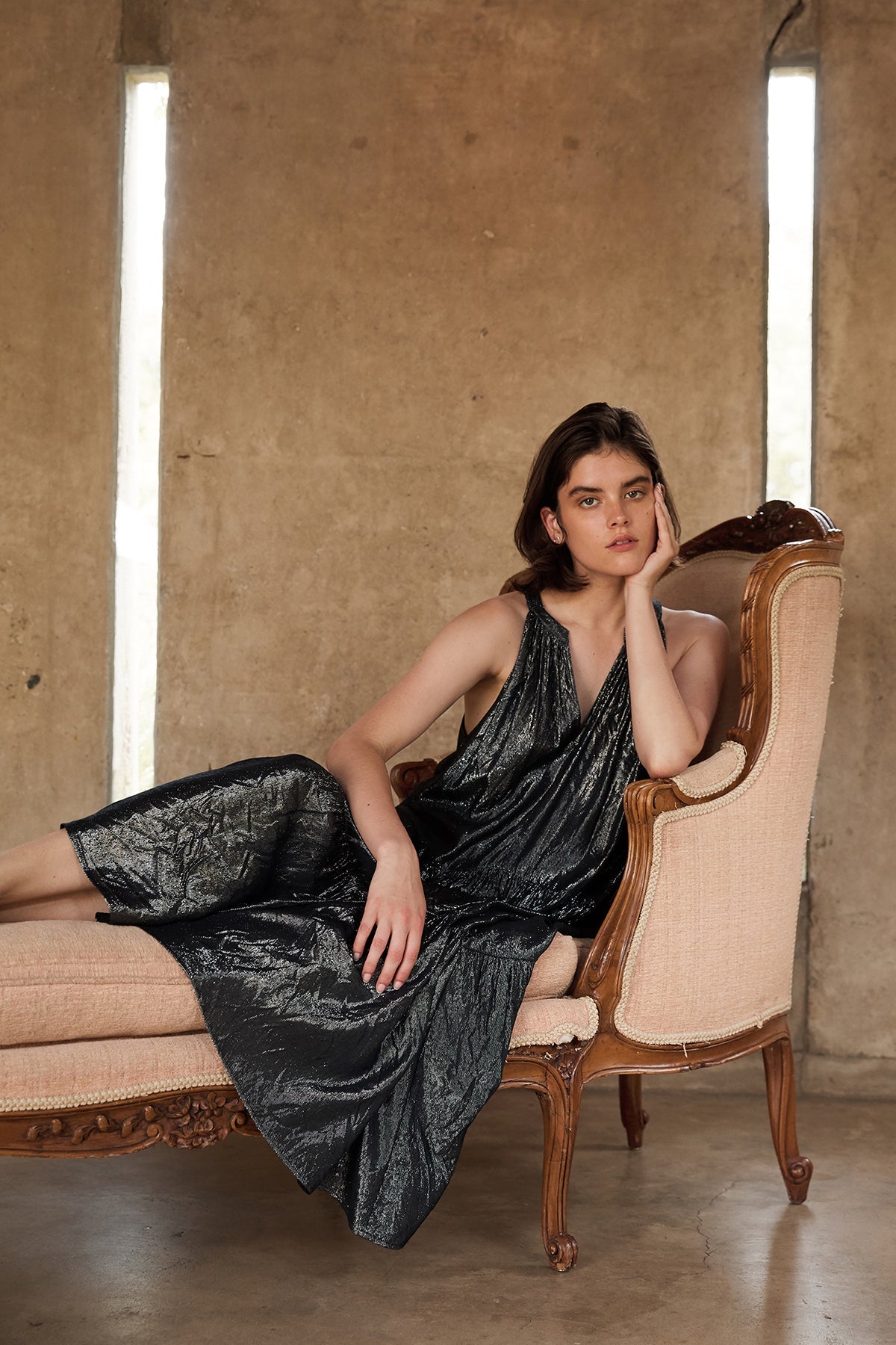 JORJA LAMÉ TIERED HALTER DRESS - Velvet Staging 2.0