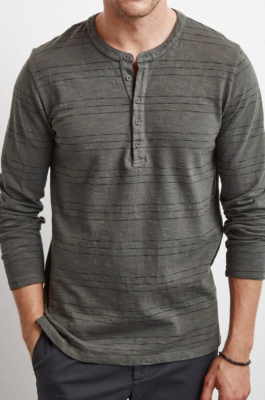KAGE STRIPE TEXTURED COTTON HENLEY - Velvet Staging 2.0
