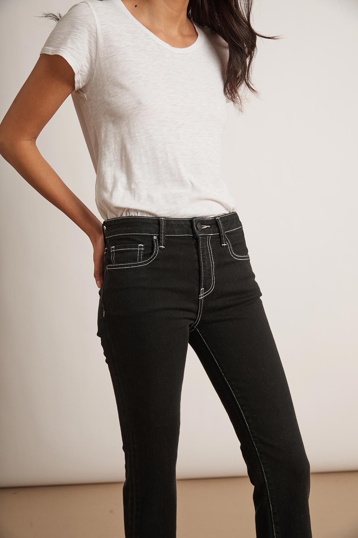 KAIA MID RISE CONTRAST STITCHING CROP JEAN - Velvet Staging 2.0