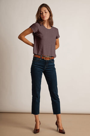 KAROLINA HI RISE STRAIGHT LEG CUT OFF JEANS - Velvet Staging 2.0