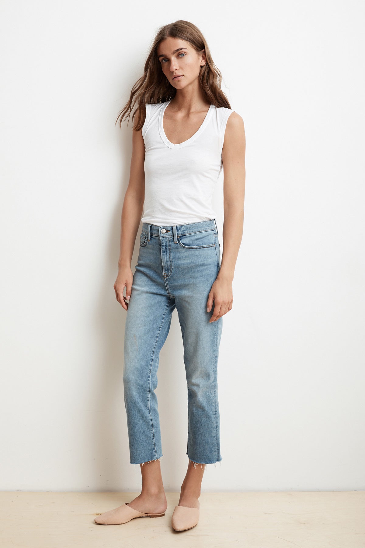 KAROLINA HI RISE STRAIGHT LEG CUT OFF JEANS - Velvet Staging 2.0-26916197073092