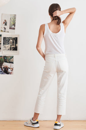 KAROLINA HI RISE STRAIGHT LEG CUT OFF JEANS - Velvet Staging 2.0