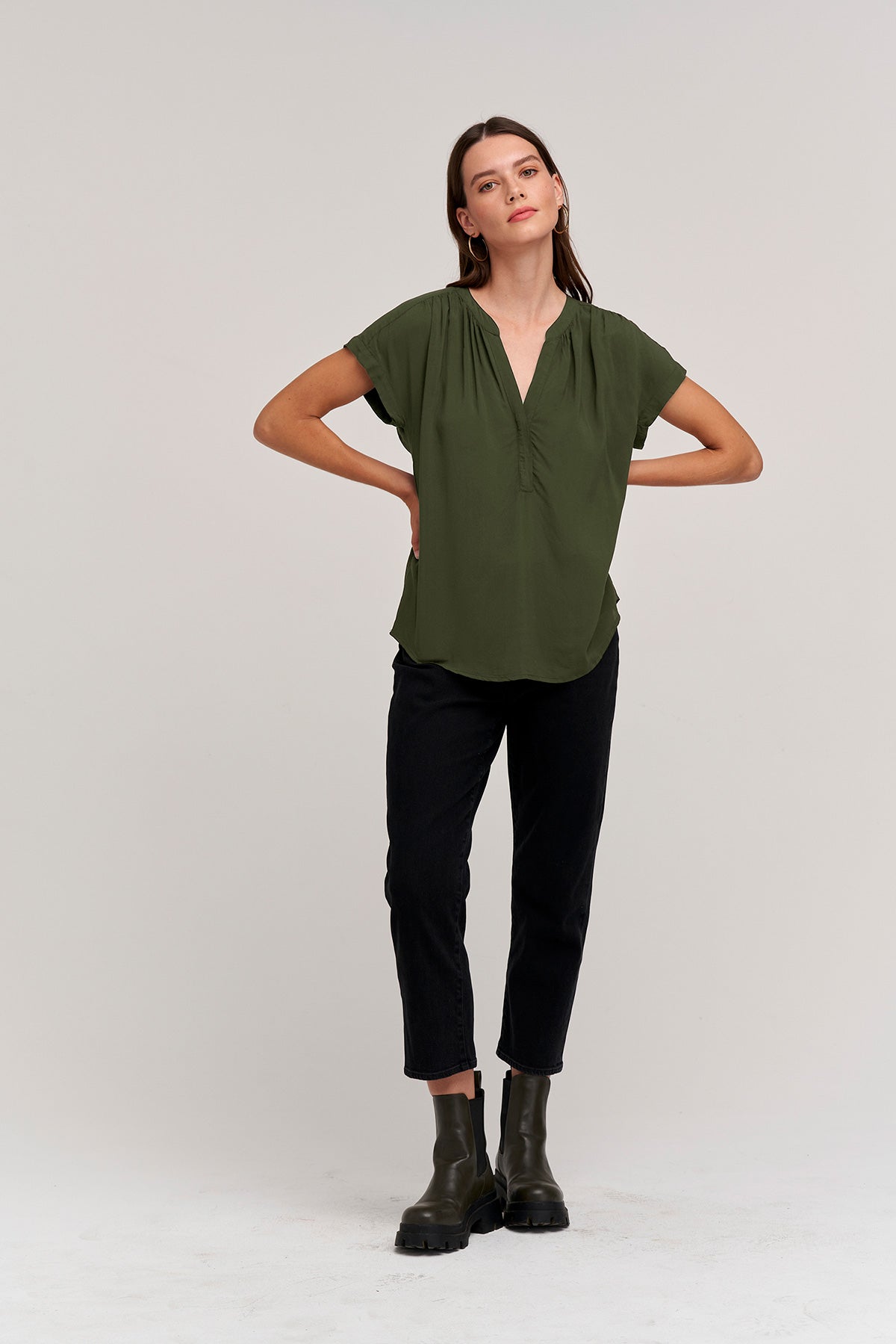 KRISTIN HALF-PLACKET BLOUSE - Velvet Staging 2.0-26916207919300
