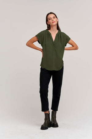 KRISTIN HALF-PLACKET BLOUSE - Velvet Staging 2.0