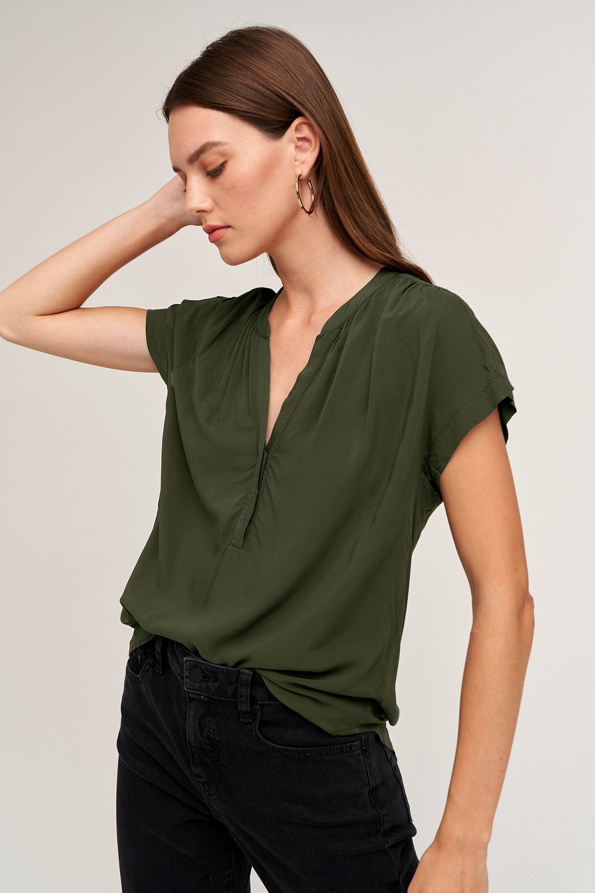 KRISTIN HALF-PLACKET BLOUSE - Velvet Staging 2.0