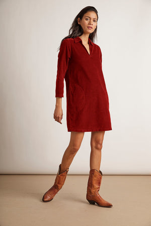 LANA CORDUROY SHIRT DRESS - Velvet Staging 2.0