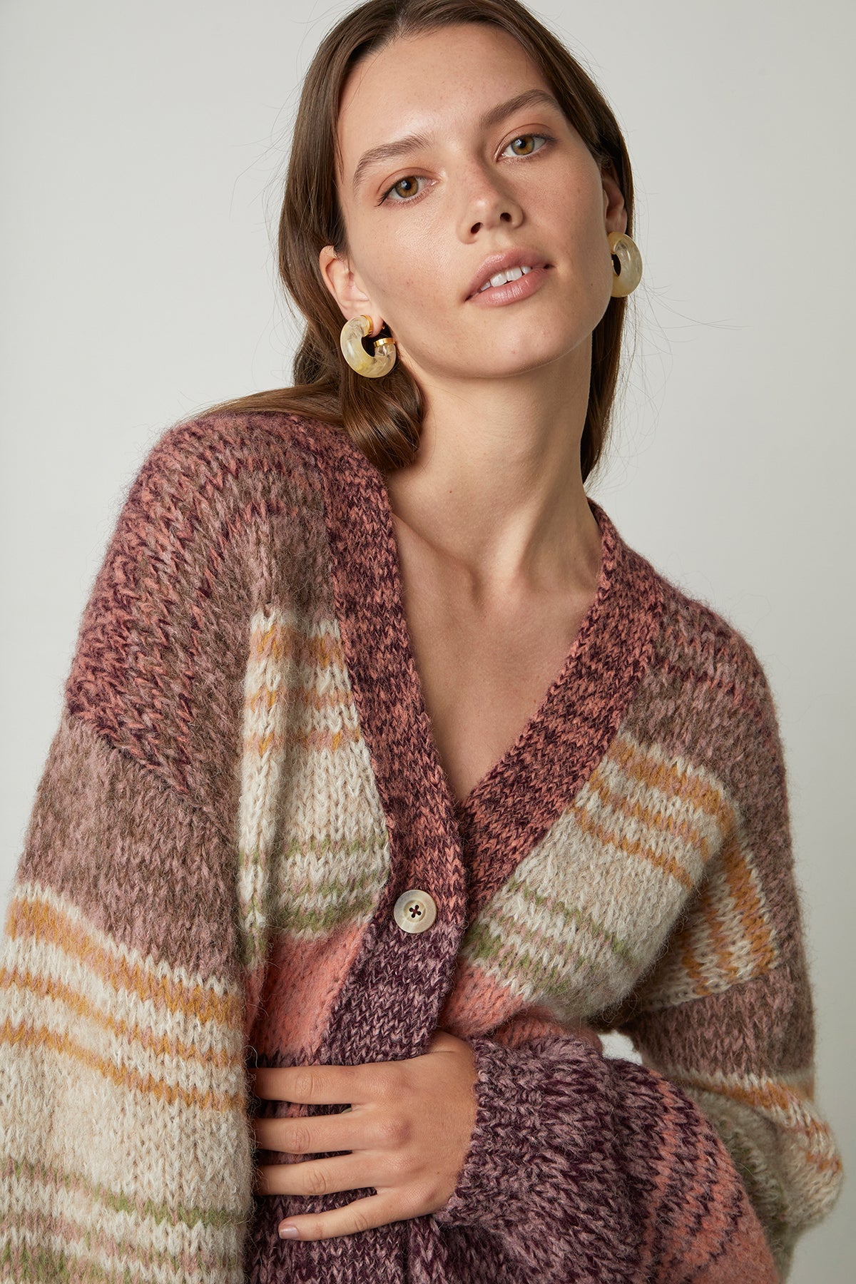 LARA STRIPED BUTTON FRONT CARDIGAN - Velvet Staging 2.0