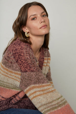 LARA STRIPED BUTTON FRONT CARDIGAN - Velvet Staging 2.0