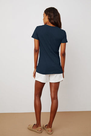 LILITH COTTON SLUB V-NECK TEE Velvet by Graham & Spencer