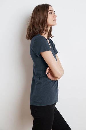 LILITH COTTON SLUB V-NECK TEE - Velvet Staging 2.0