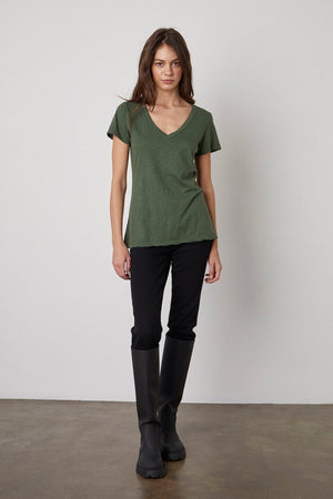 LILITH COTTON SLUB V-NECK TEE - Velvet Staging 2.0