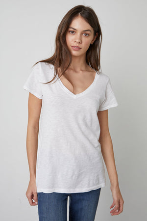 LILITH COTTON SLUB V-NECK TEE Velvet by Graham & Spencer