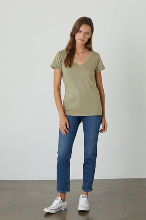 LILITH COTTON SLUB V-NECK TEE Velvet by Graham & Spencer