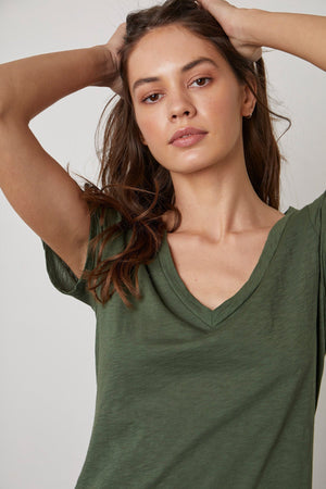 LILITH COTTON SLUB V-NECK TEE - Velvet Staging 2.0