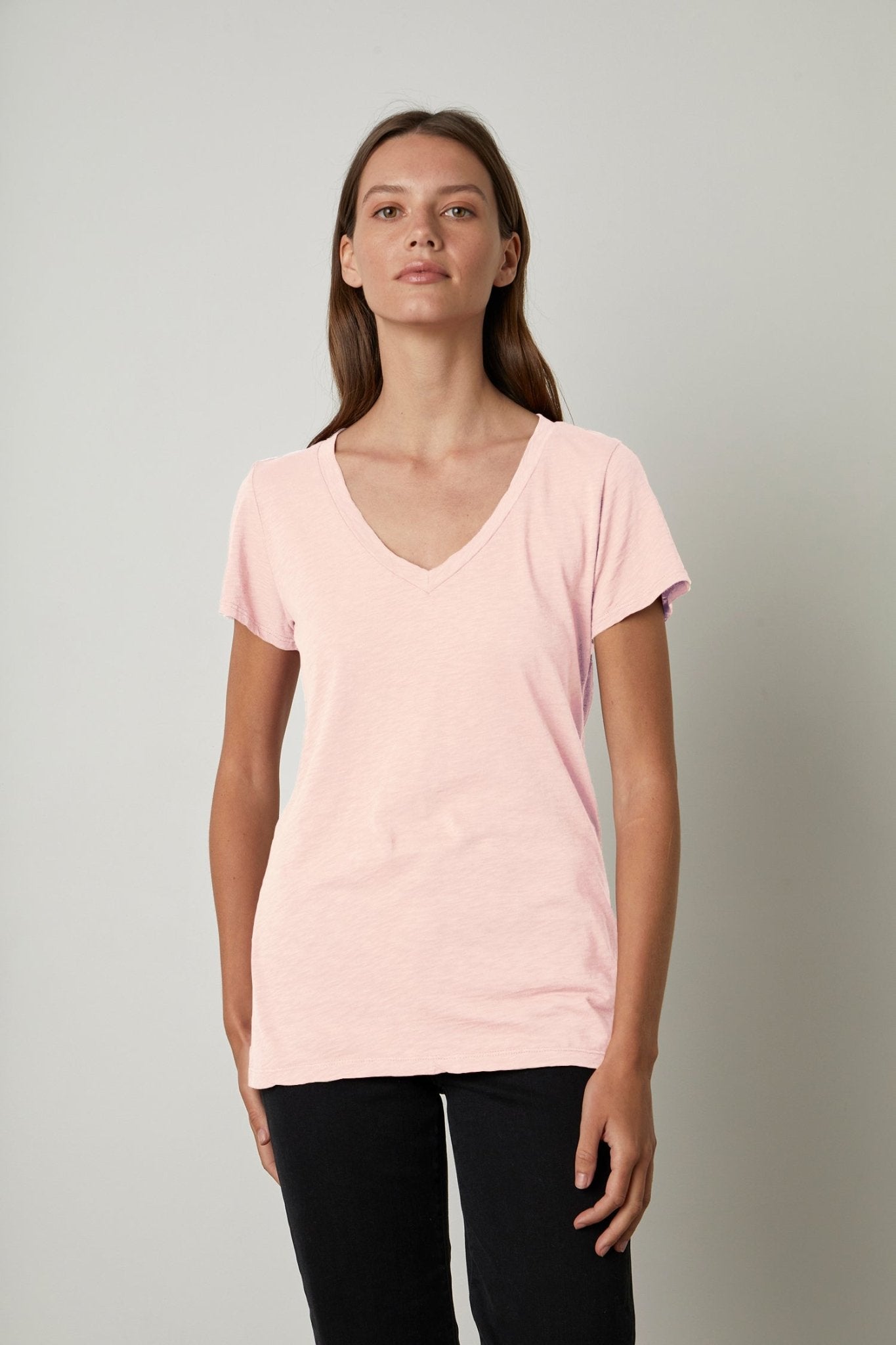 LILITH COTTON SLUB V-NECK TEE - Velvet Staging 2.0-26916221452484