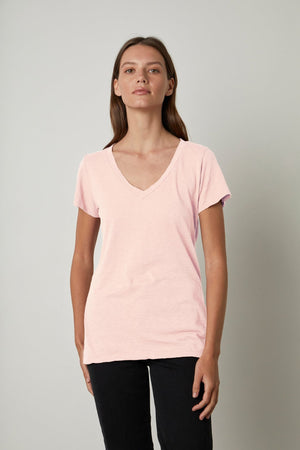 LILITH COTTON SLUB V-NECK TEE - Velvet Staging 2.0