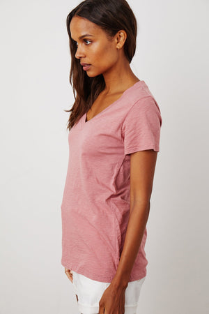 LILITH COTTON SLUB V-NECK TEE - Velvet Staging 2.0