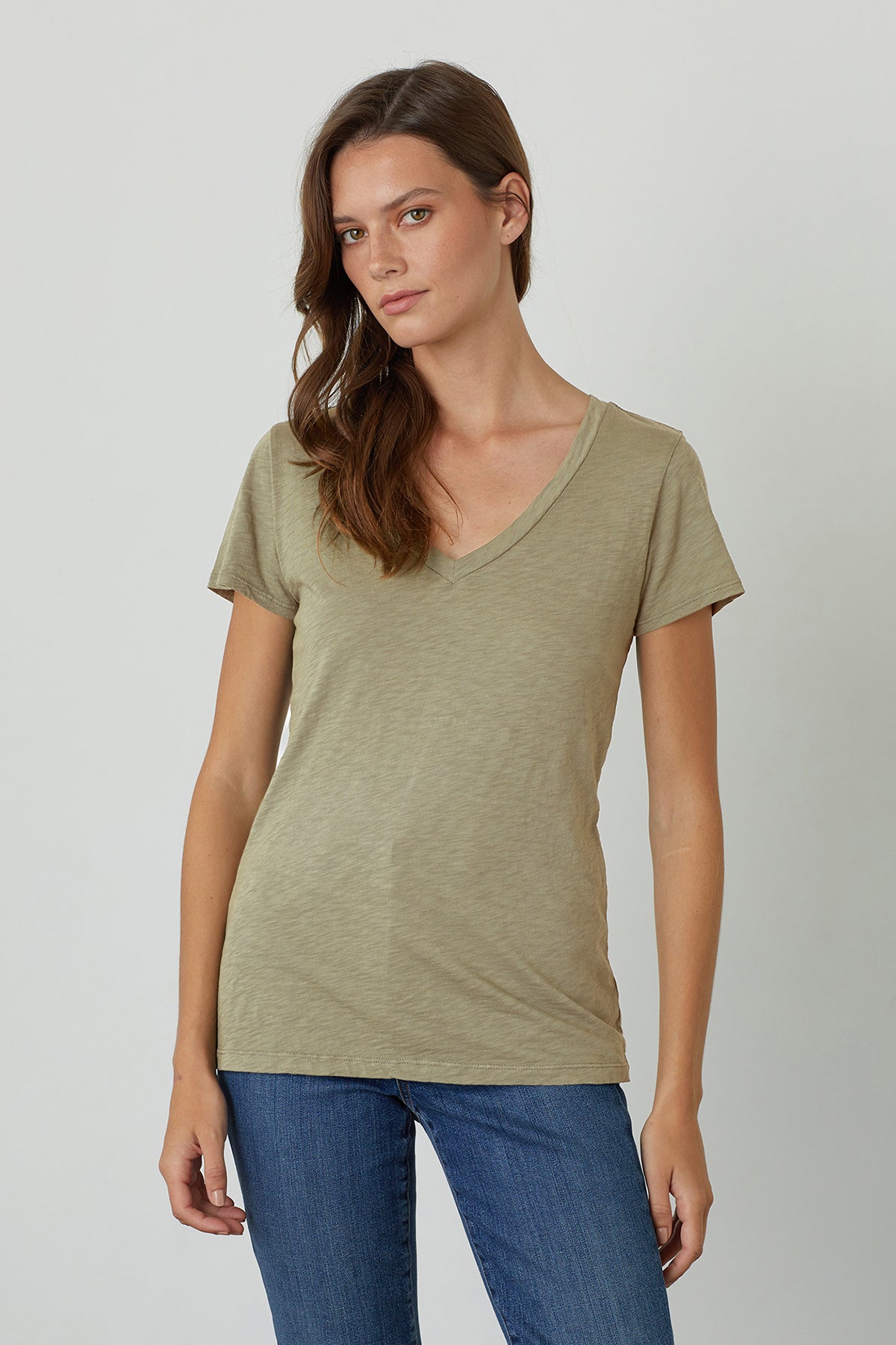   LILITH COTTON SLUB V-NECK TEE Velvet by Graham & Spencer 