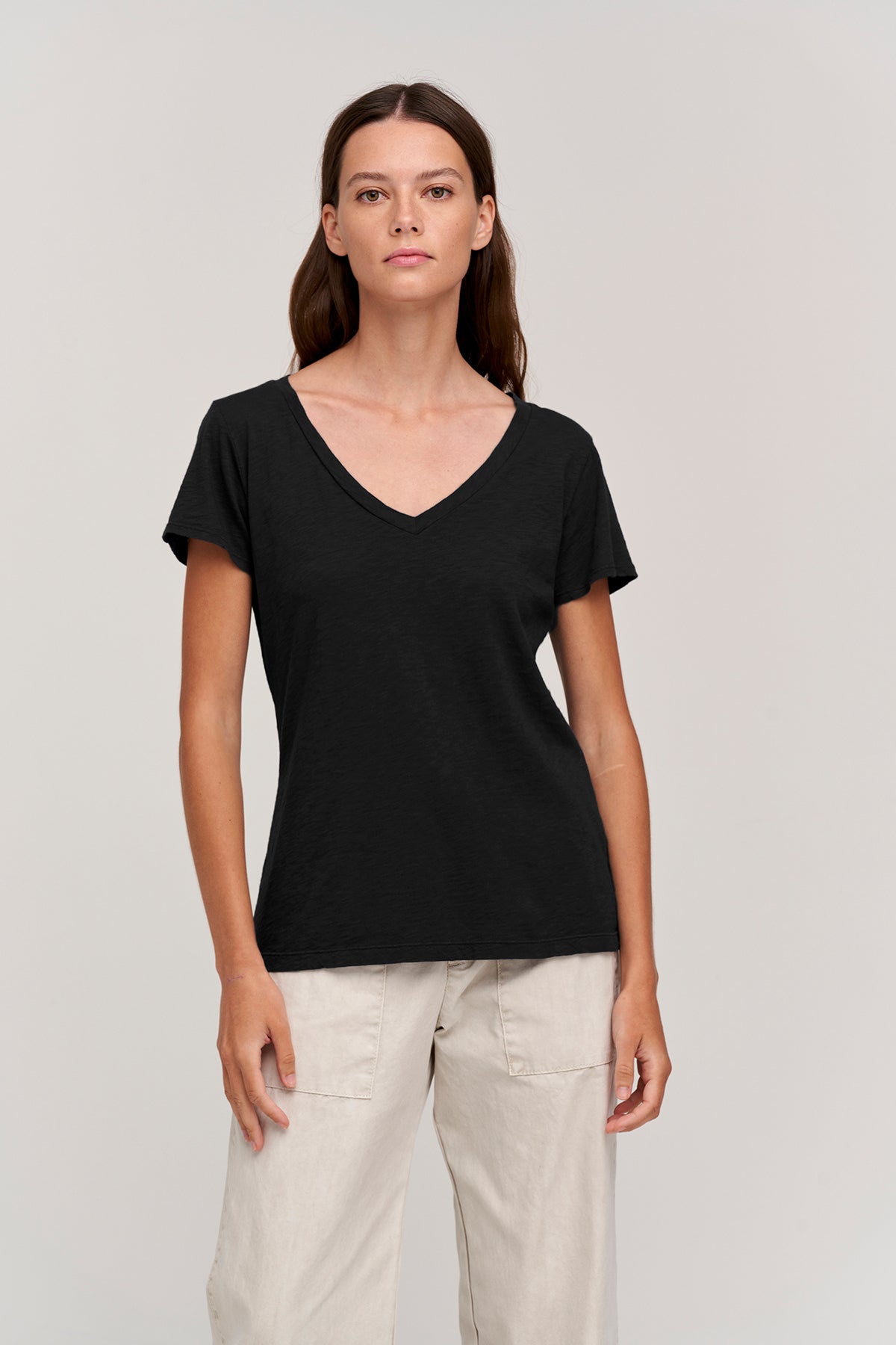   LILITH COTTON SLUB V-NECK TEE Velvet by Graham & Spencer 