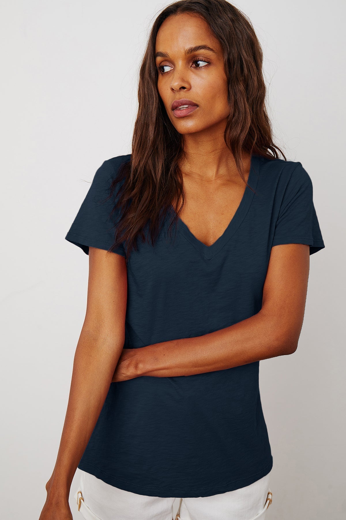   LILITH COTTON SLUB V-NECK TEE Velvet by Graham & Spencer 