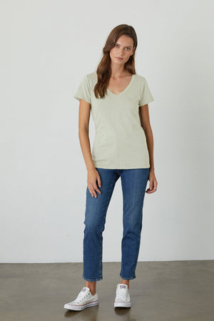 LILITH COTTON SLUB V-NECK TEE - Velvet Staging 2.0