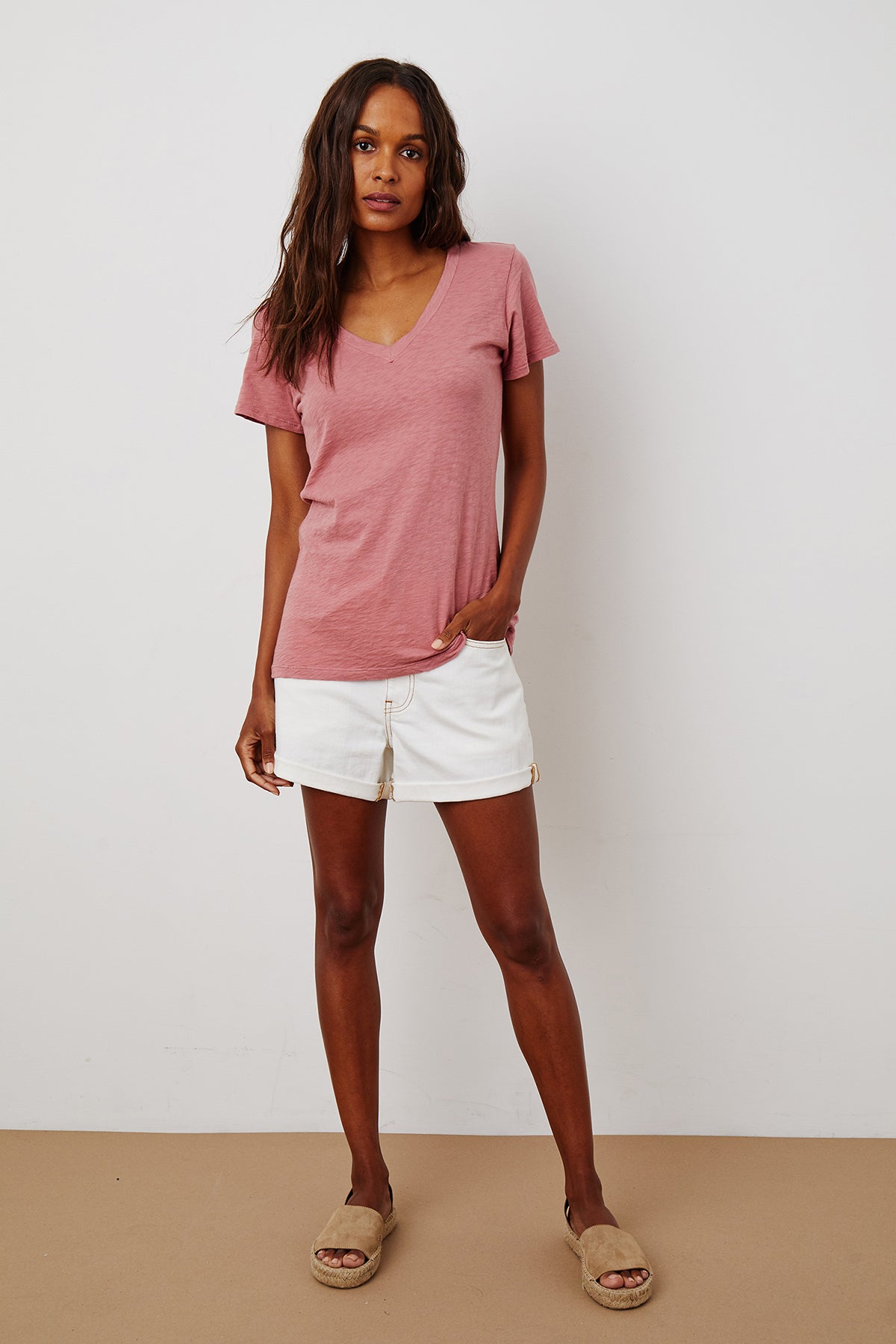 LILITH COTTON SLUB V-NECK TEE - Velvet Staging 2.0