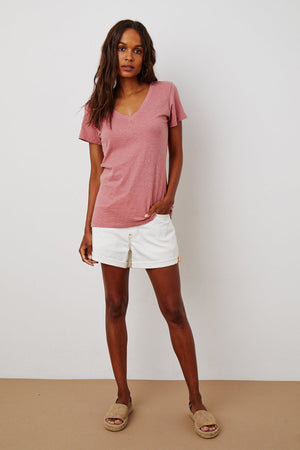 LILITH COTTON SLUB V-NECK TEE - Velvet Staging 2.0
