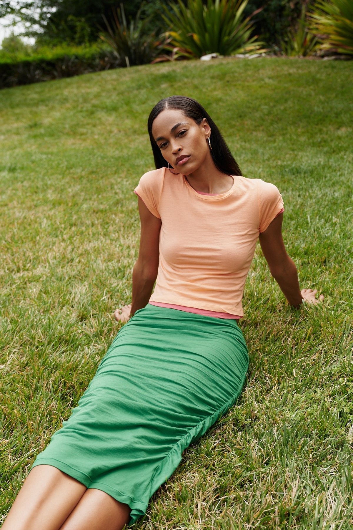 LISA SHIRRED SEAM SKIRT - Velvet Staging 2.0