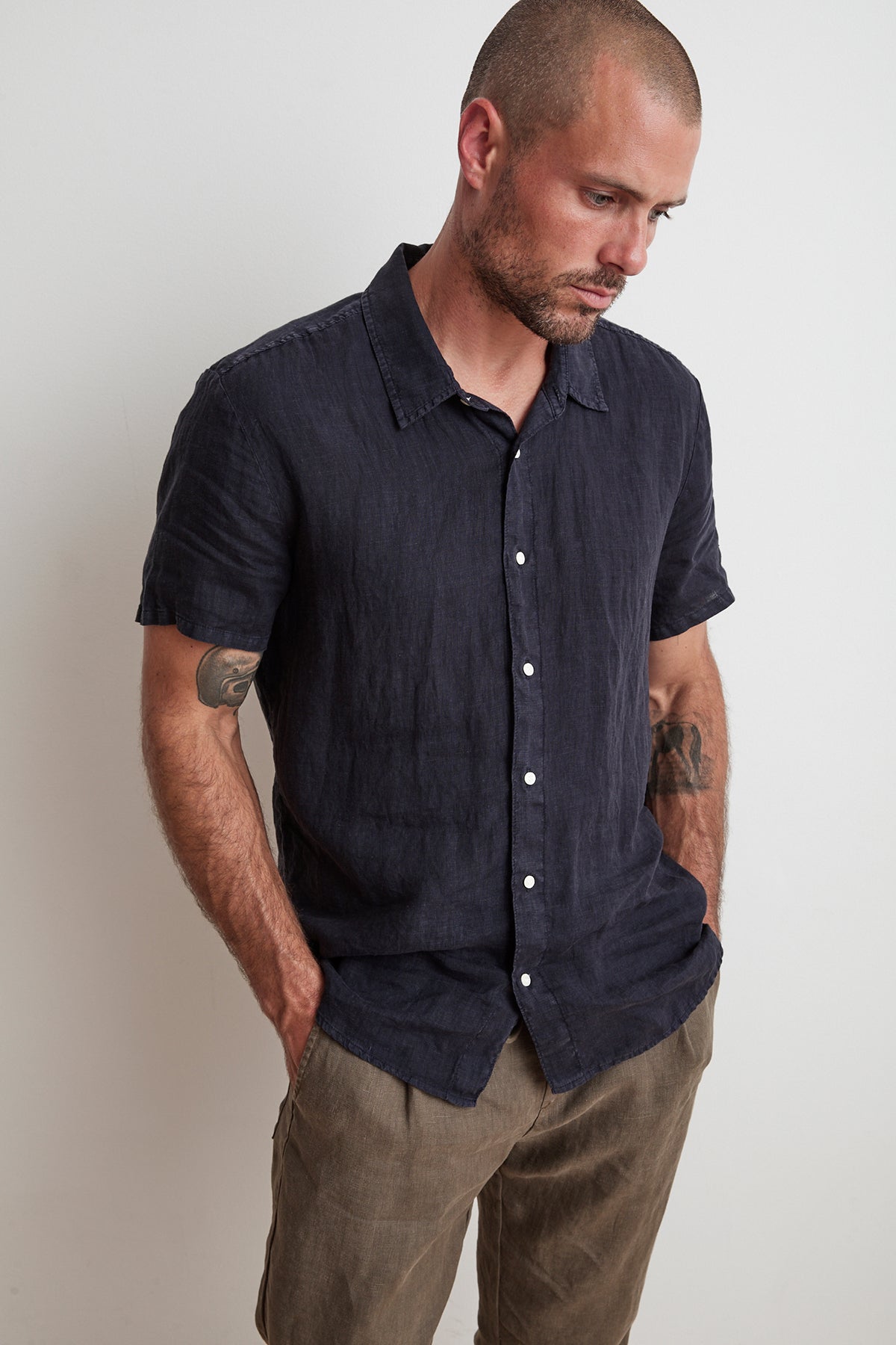 MACKIE LINEN BUTTON-UP SHIRT - Velvet Staging 2.0-26916239048900