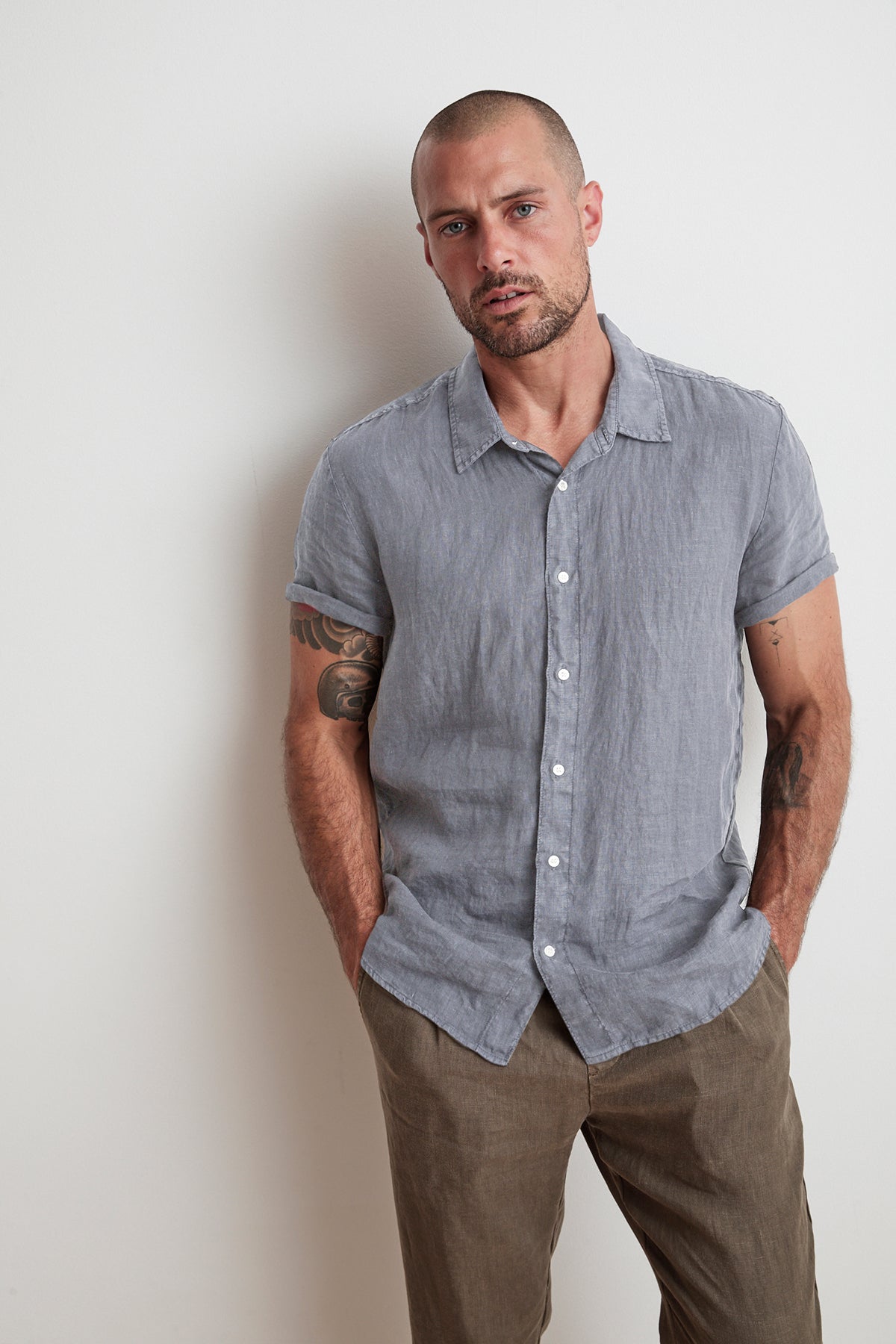 MACKIE LINEN BUTTON-UP SHIRT - Velvet Staging 2.0-26916238950596