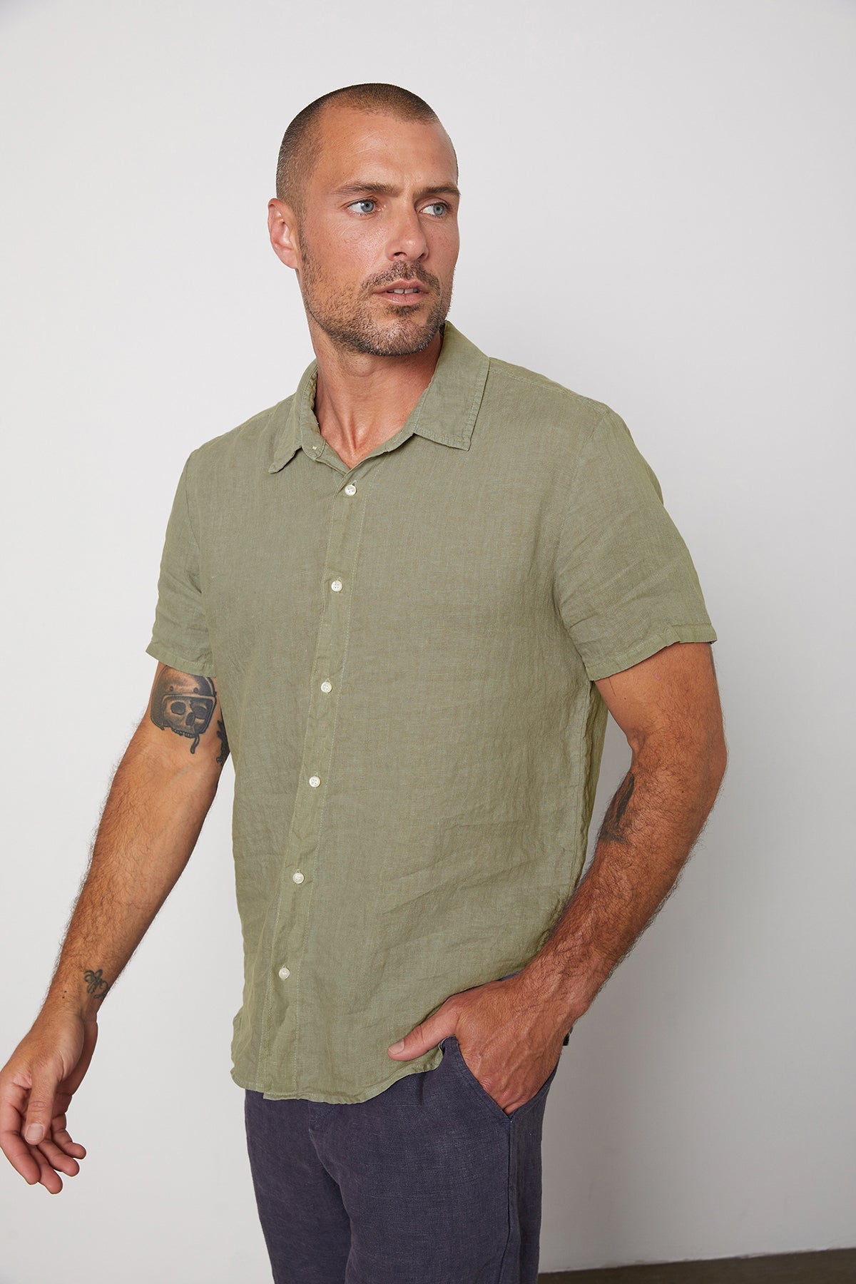 MACKIE LINEN BUTTON-UP SHIRT - Velvet Staging 2.0-26916241244356