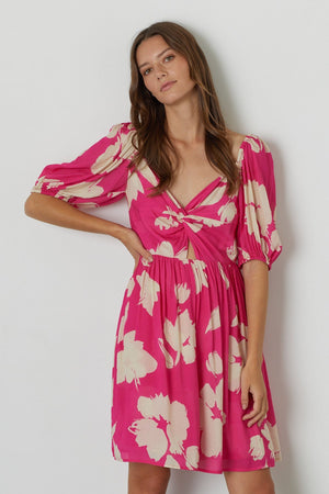 MAKENA TWIST FRONT PRINTED DRESS - Velvet Staging 2.0