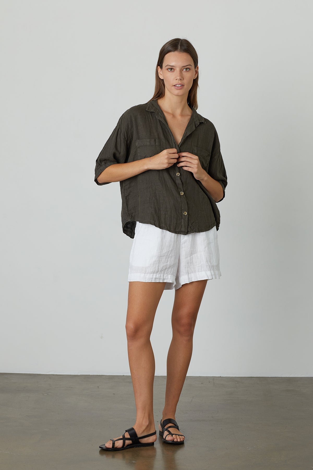 MARIA LINEN BUTTON-UP SHIRT - Velvet Staging 2.0-26916244816068