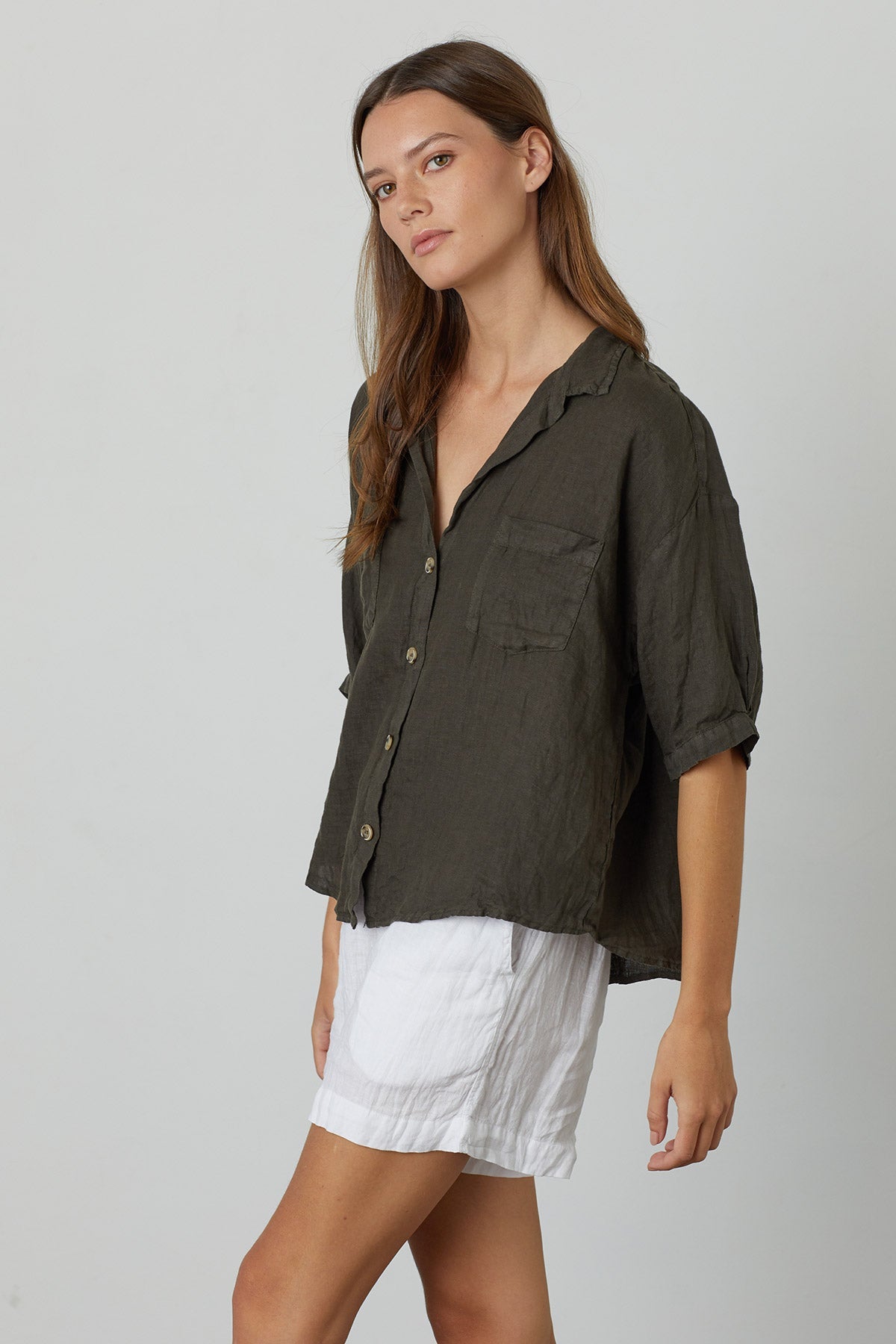 MARIA LINEN BUTTON-UP SHIRT - Velvet Staging 2.0-26916244717764