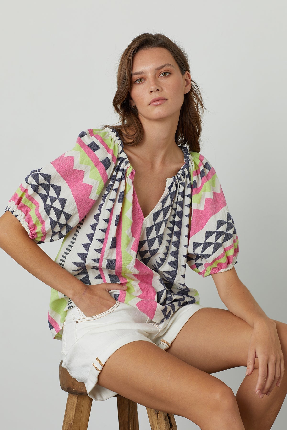 MARIE NEON JACQUARD BOHO TOP - Velvet Staging 2.0