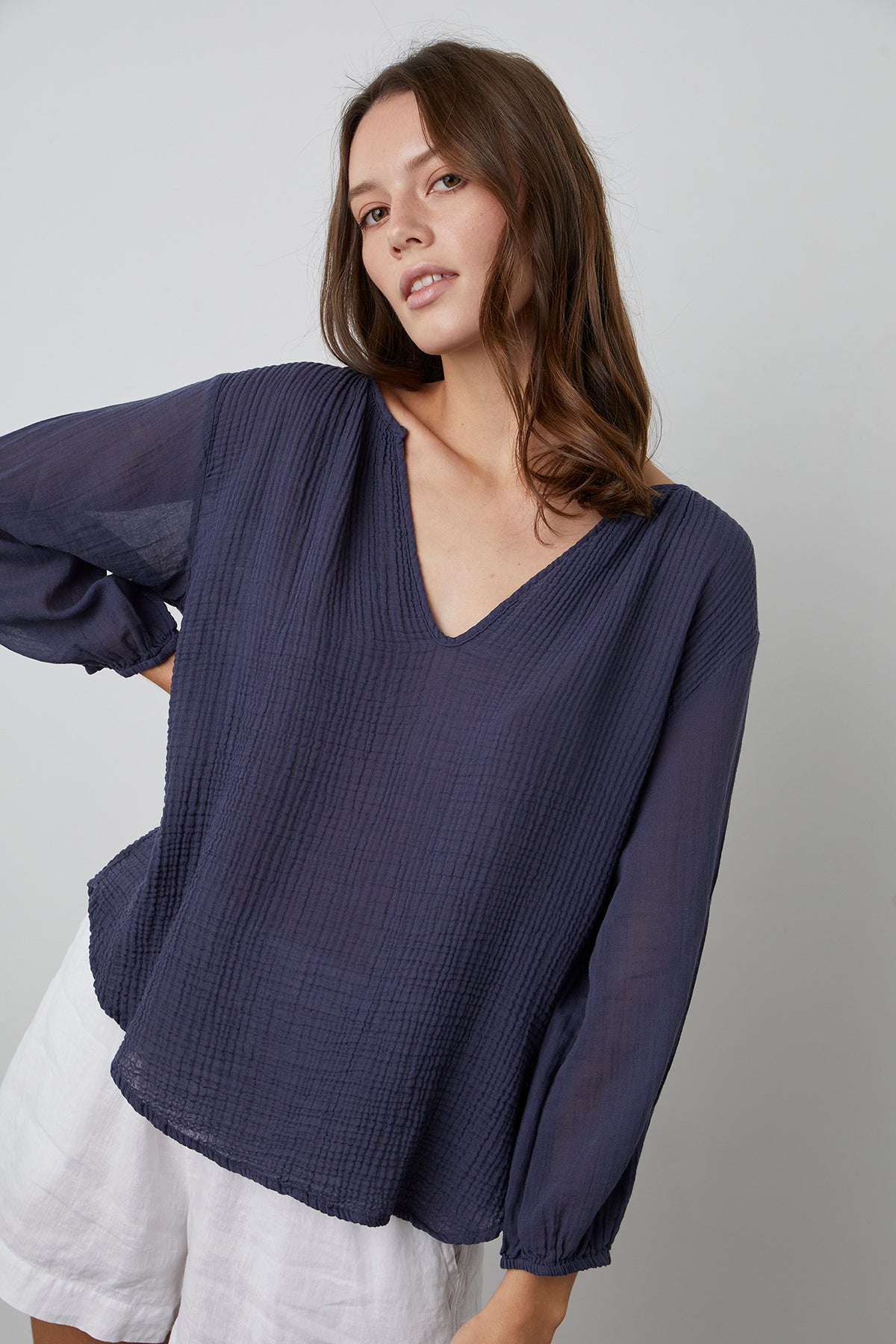 MARILYN COTTON GAUZE PEASANT BLOUSE - Velvet Staging 2.0