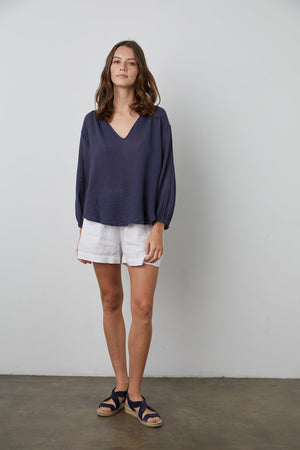 MARILYN COTTON GAUZE PEASANT BLOUSE - Velvet Staging 2.0