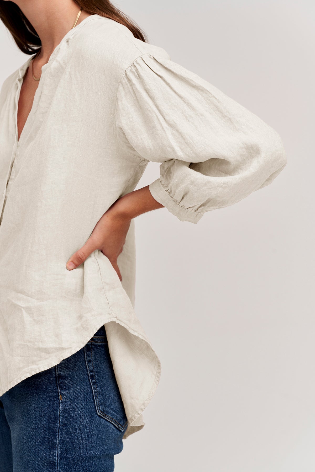 MATEA LINEN BUTTON UP BLOUSE - Velvet Staging 2.0