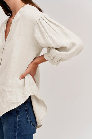 MATEA LINEN BUTTON UP BLOUSE - Velvet Staging 2.0
