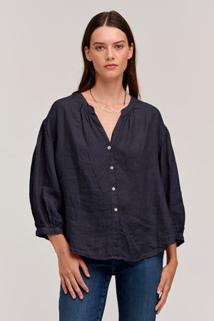 MATEA LINEN BUTTON UP BLOUSE - Velvet Staging 2.0