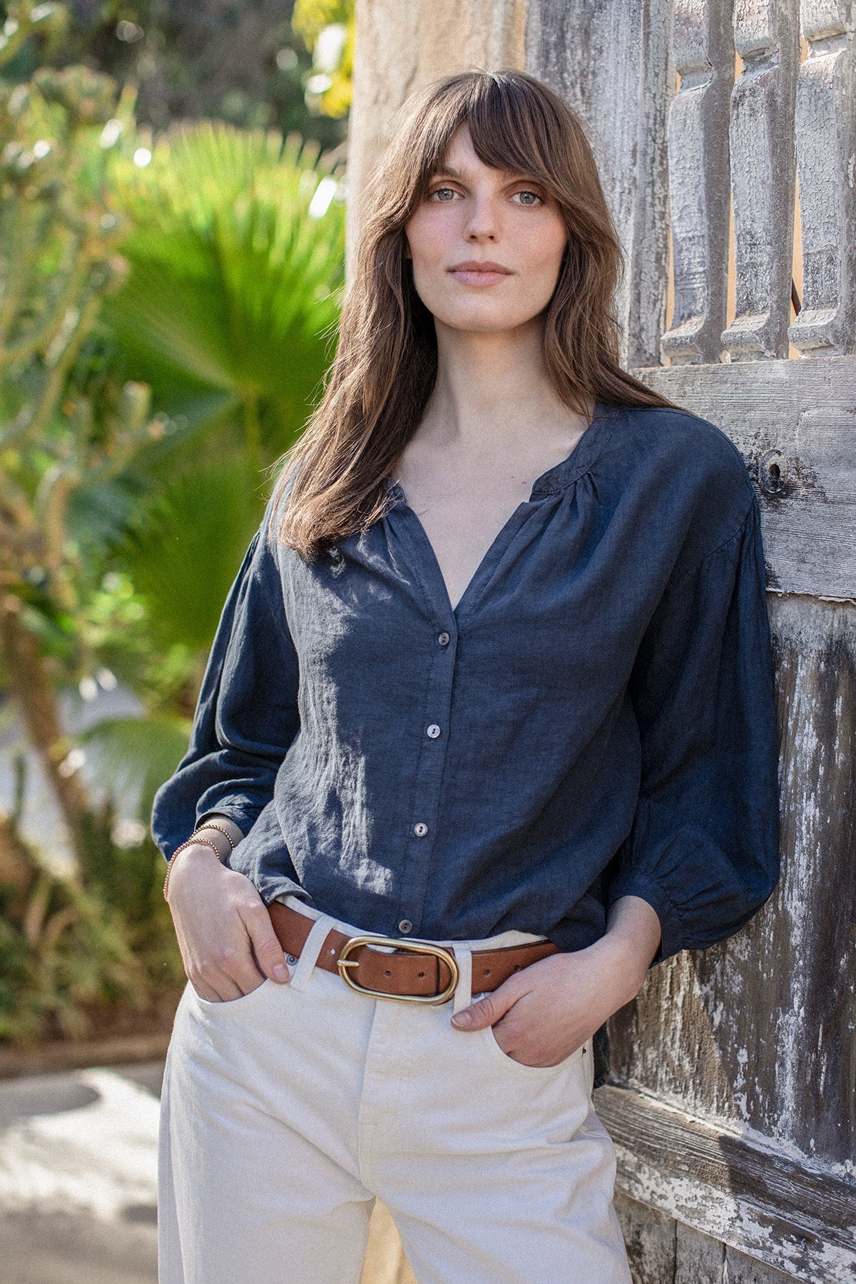 MATEA LINEN BUTTON UP BLOUSE - Velvet Staging 2.0-26916249338052