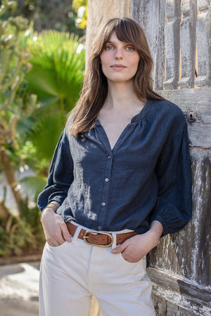 MATEA LINEN BUTTON UP BLOUSE - Velvet Staging 2.0