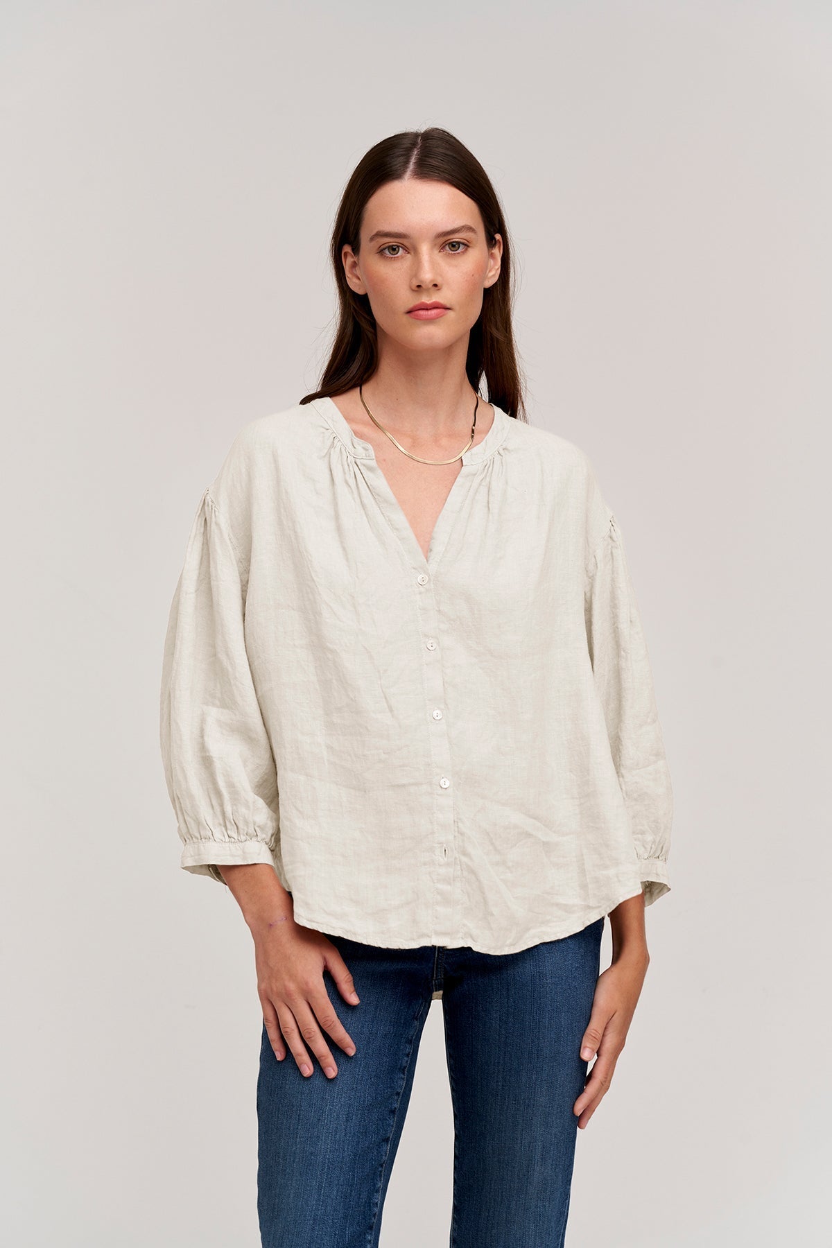 MATEA LINEN BUTTON UP BLOUSE - Velvet Staging 2.0-26916249370820