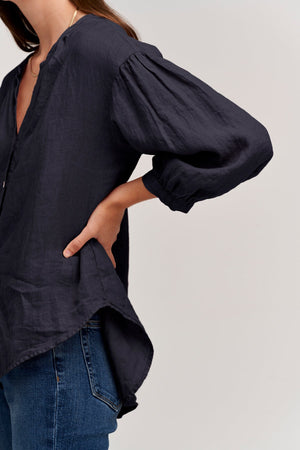 MATEA LINEN BUTTON UP BLOUSE - Velvet Staging 2.0