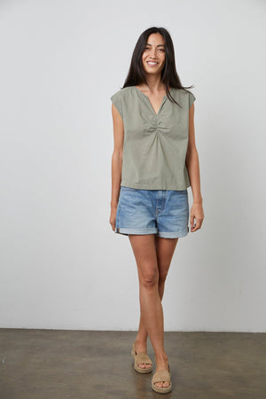 MELISSA SLEEVELESS SHIRRED TOP - Velvet Staging 2.0