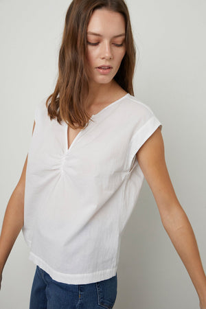 MELISSA SLEEVELESS SHIRRED TOP - Velvet Staging 2.0