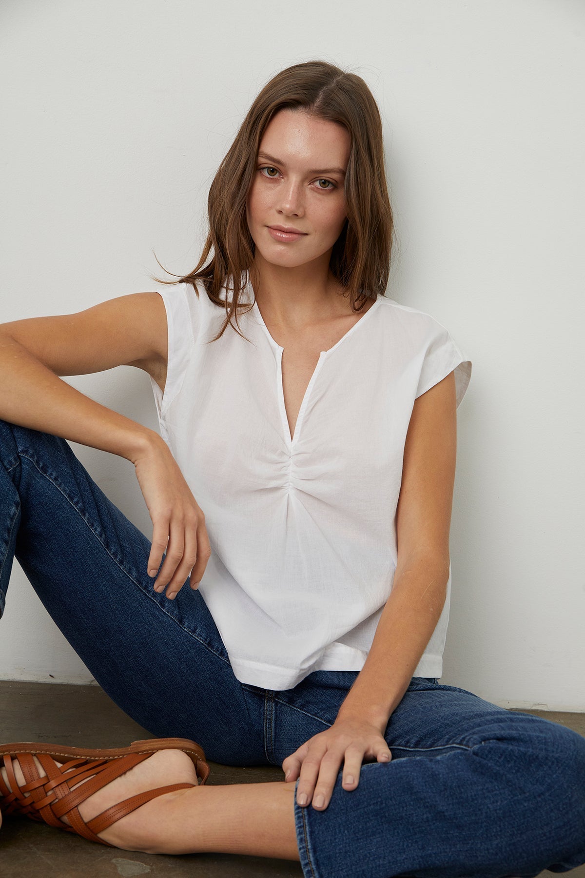 MELISSA SLEEVELESS SHIRRED TOP - Velvet Staging 2.0