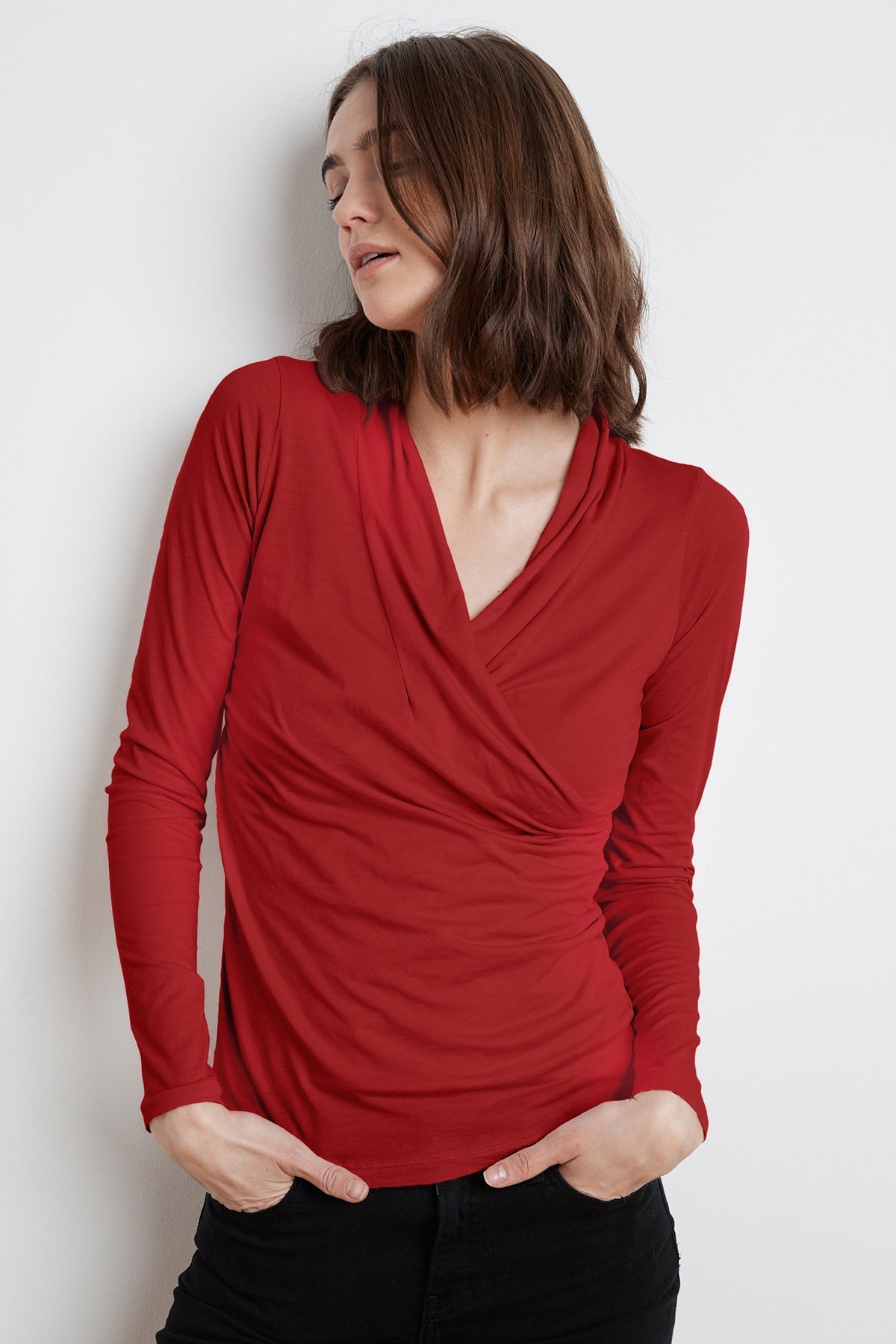 MERI WRAP FRONT FITTED TOP - Velvet Staging 2.0
