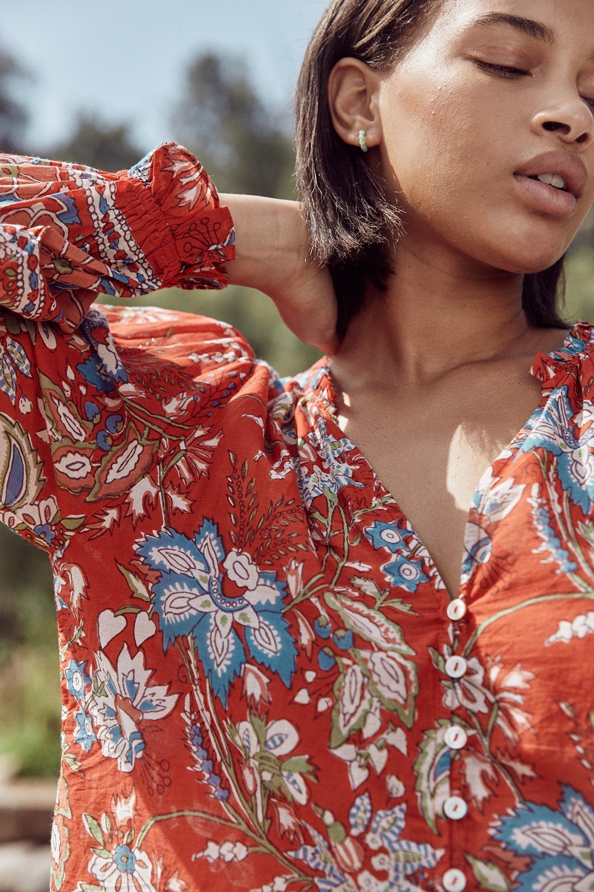 MIKAYLA BUTTON-UP PRINTED BLOUSE - Velvet Staging 2.0-26916259299524
